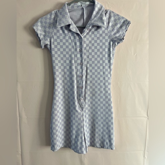 Frankie’s Bikinis romper in purple checkers - Picture 1 of 5